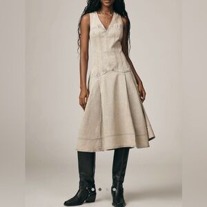 Anthropologie Pilcro Sleeveless V Neck Corset A-Line Midi Dress NWT!